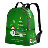 Snowman And Christmas Green Tree Backpack School Travel Bag Daypack for Women Girls Boys