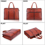 Banuce Vintage Full Grains Italian Leather Briefcase for Women Tote Handbag Attache Case 14 Inch