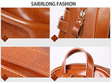 Saierlong Ladies Designer Womens Black Genuine Leather Daily Casual Backpack
