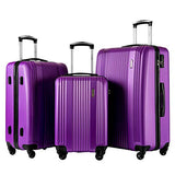 TBWYF Luggage Set 3 Piece Set Suitcase set Spinner Hard shell Lightweight (purple)