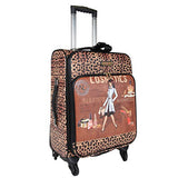 Nicole Lee Women'S 20" 4 Wheels Expandable Carry-On Luggage Cheetah Print, Cosmetics