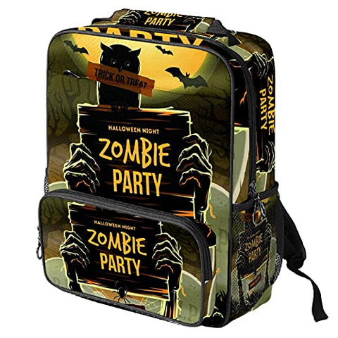 LORVIES Halloween Zombie Party School Bag for Student Bookbag Women Travel Backpack Casual Daypack Travel Hiking Camping