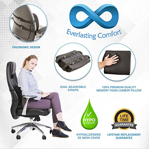 Comfort Lumbar Support Pillow for Office Chair - Pure Memory Foam