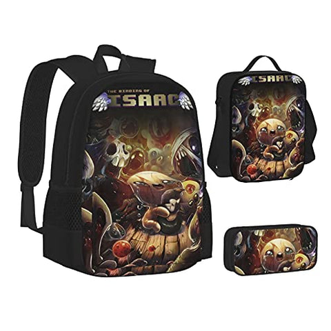 The Bin-Ding Of Is-Aac Backpack Three-Piece Cartoon School Bag With Pencil Case Messenger Lunch Bag