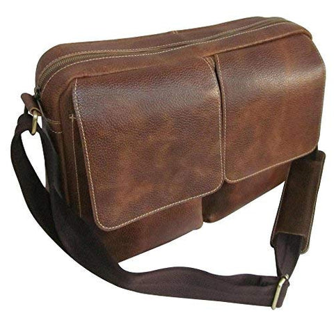 AmeriLeather Dual Flap Leather Messenger (Brown)
