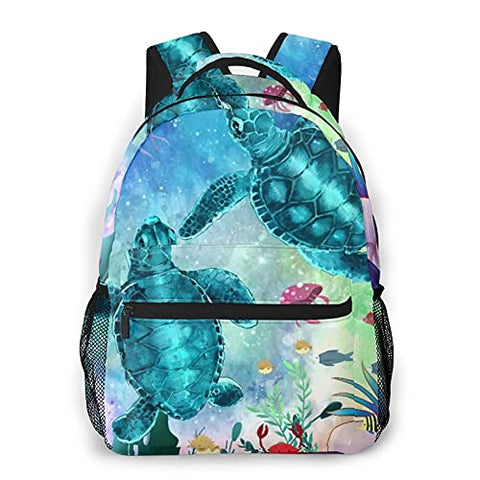 Multi leisure backpack,Sea Turtle Ocean Creature Landscape Underwate, travel sports School bag for adult youth College Students