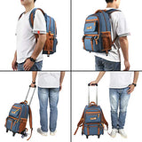 Rolling Backpack Trolley Wheeled School Book Bags High-Capacity Carry-on Travel Bag Luggage with 6 Wheels Climbing Stairs for Students Unisex Teenagers Boys Girls,12.6×6.3×18.5 inch,Blue