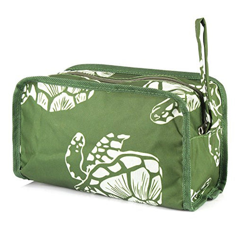 Zodaca Travel Cosmetic Makeup Organizer Case Bag Pouch, Green Turtle