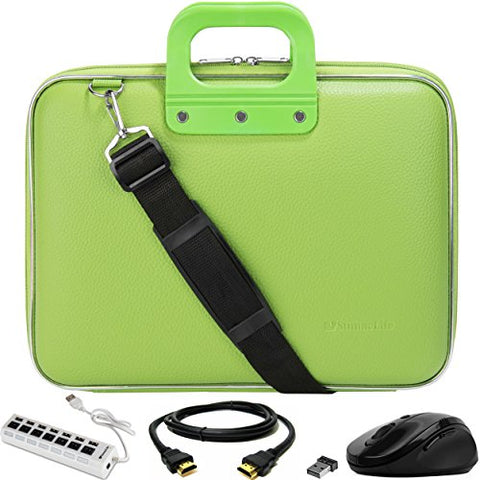 SumacLife Cady Green Laptop Bag w/USB Hub, Mouse, HDMI Cable for Vulcan Venture II 14"