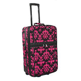 World Traveler Damask Ll Expandable Upright Luggage Set, Black Pink Damask Ll