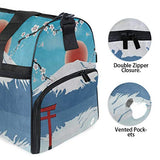 Travel Tote Luggage Weekender Duffle Bag, Cherry Blossom Mountain Fuji Japanese Sun Large Canvas