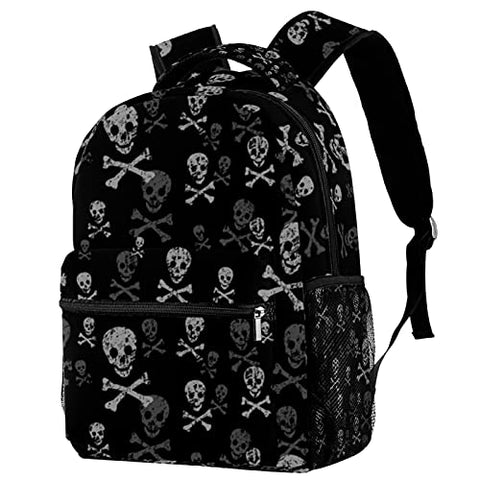 LORVIES Skull And Bones Lightweight School Classic Backpack Travel Rucksack for Girls Women Kids Teens
