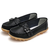 BOBILIKE Women's Leather Loafers Soft Driving Moccasins Casual Slip On Flat Shoes,401 Black 44