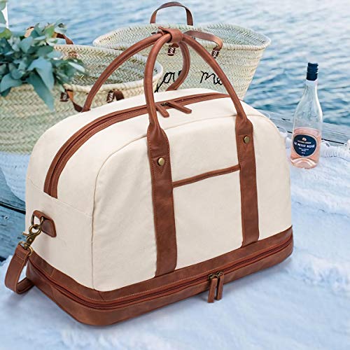  Weekender Overnight Bags for Women Oversized Ladies' Travel  Bag Leather Weekend Duffle Bag with Shoe Compartment