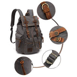 High Capacity Canvas Vintage Backpack - for School Hiking Travel 12-17" Laptop