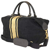 CB Station Brushed Canvas Weekender Black With Gold Paintstroke Stripes, 18 oz Canvas