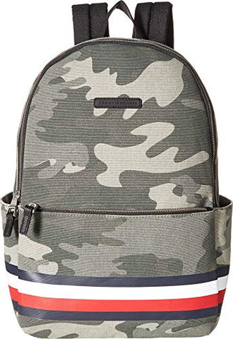 Tommy Hilfiger Men's Stephan Corporate Stripe Camo Canvas Backpack Green One Size
