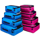 8 Set Packing Cubes, Travel Luggage Bags Organizers Mixed Color Set(rose/blue)