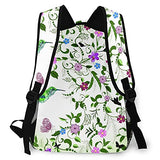 Casual Backpack,Hummingbird Swirled Leaves With Blossomi,Business Daypack Schoolbag For Men Women Teen