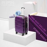 Coolife Luggage Expandable Suitcase 3 Piece Set with TSA Lock Spinner 20in24in28in (purple)