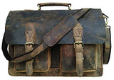 Cuero Retro Buffalo Hunter Leather Laptop Messenger Bag Office Briefcase College Bag (18 inch)