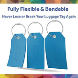 Shacke Luggage Tags with Full Back Privacy Cover w/Steel Loops - Set of 2 (Aqua Teal)