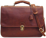 Floto Leather Briefcase Messenger Bag in Brown Italian Calfskin