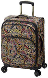 London Fog Cranford 20" Expandable Carry-on Spinner, Black Gold Plum Paisley