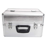 GHP 13.78"x8.66"x9.84" Silver Aluminum Cosmetics Makeup Storage Case with 2 Keys
