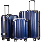 Coolife Luggage Aluminium Frame Suitcase 3 Piece Set With Tsa Lock 100%Pc