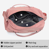 Womens travel bags, weekender carry on for women, sports Gym Bag, workout duffel bag, overnight shoulder Bag fit 15.6 inch Laptop Pink Large