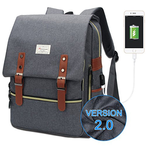 Modoker Vintage Laptop Backpack for Women Men,School College Backpack with USB Charging Port
