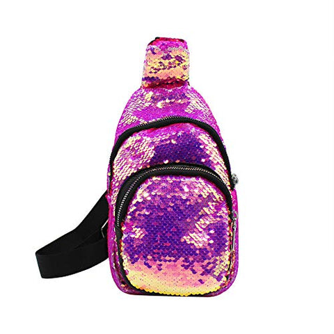 Aibearty Women Sequin Sling Bag Chest Crossbody Shoulder Bags Business Backpack Outdoor