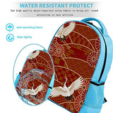 LORVIES Cranes Chrysanthemums Japanese Traditional Red Backpack Kids School Book Bags for Elementary Primary Schooler for Boys