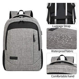 Monsdle Travel Laptop Backpack Anti Theft Water Resistant Backpacks School Computer Bookbag with USB Charging Port for Men Women College Students Fits 15.6 Inch Laptop (Grey)