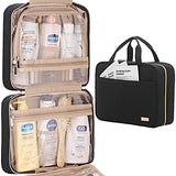 NISHEL Large Hanging Travel Toiletry Bag, Portable Makeup Organizer, Water Resistant Cosmetic Holder for Brushes Set, Full-Sized Shampoo, Conditioner, Accessories, Black