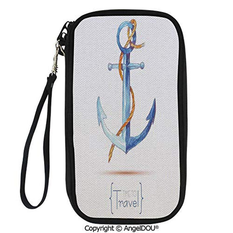 PUTIEN Polyester Durable Hand holding bag Watercolors Anchor Rope Time to Travel Naval Classic Sail Emblem Drogue Voyage for shopping men women.