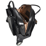 McKlein, W Series, Glen Ellyn, Top Grain Cowhide Leather, 15" Leather Patented Detachable -Wheeled Ladies' Laptop Briefcase, Black (94365)