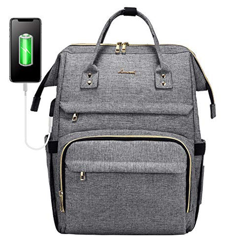 Laptop Backpack for Women Fashion Travel Bags Business Computer Purse Work Bag with USB Port, Grey
