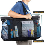Ocim XXL Mesh Beach Bag, Extra Large Oversized Tote Bag with Zipper and Pockets