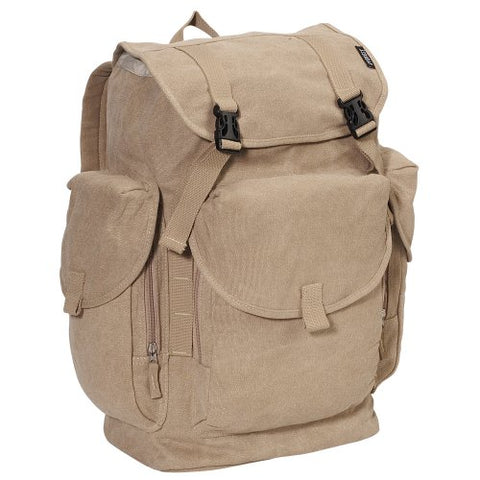 Everest Luggage Canvas Backpack, Khaki, Khaki, One Size