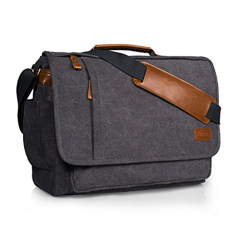 Estarer Laptop Messenger Bag 17-17.3 Inch Water-Resistance Canvas Shoulder Bag For Work College