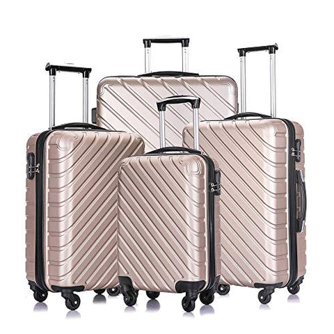 4 PCS Luggage Sets with Spinner Wheels,Carry On Suitcase,Luggage Hardshell Travel Luggage Sets (Champagne)