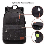 Canvas Laptop Backpack, Waterproof School Backpack With USB Charging Port For Men Women, Vintage