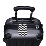 GIOVANIOR Black White Chevron PU Leather Luggage Tags Suitcase Labels Bag Travel ID Bag Tag, 1 Pcs