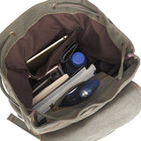 BLUBOON Canvas Vintage Backpack Leather Casual Bookbag Men Rucksack (Green)