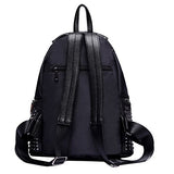 ABage Women's Studded Backpack Waterproof Nylon College Backpack Purse School Bag, Black