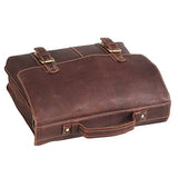 Polare Men'S 14'' Real Leather Professional Messenger Bag Laptop Briefcase