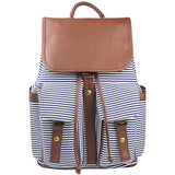 Imiflow Backpack for School Girls College Schoolbags Casual Laptop Purses Book Bags (Stripe Canvas)