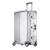 Trolley Suitcase, Caster Suitcase Trolley Suitcase, Retractable Suitcase, Hard-Shell Suitcase With Tsa Lock And 4 Casters, Silver, 24 inch